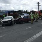 Emergency services at the crash scene this afternoon. Photo: Daniel Birchfield