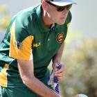 Jamie Hill, of Auckland, in action at the North East Valley Bowling Club on Saturday.PHOTO: PETER...