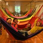OPAVIVARA! members play in their hammocks at the Dunedin Public Art Gallery. Photo: Linda Robertson