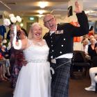Anita and Neil Stockhall cannot contain their happiness after their wedding at a retirement...