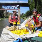 Shaun Brown (left), of Alexandra, and Stuart King, of Wanaka, get ready for Saturday's Alexandra...