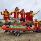 Celebrating their club's win in the BP Vote the Boat competition for a new IRB yesterday are ...