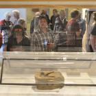 Viewing the moa feet on display at the Otago Museum are mother and son, Carolyn and Michael...