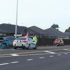 Police and ambulance were at the scene of two-car crash. Photo: David Hill
