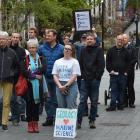 Supporters of the Marine Science Department  demonstrate at the University of Otago yesterday....