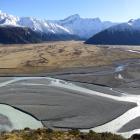 The NZ River Awards 2019 River Story Award-winning Tasman River with the main divide and Mt...