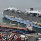 Fourth-largest cruise ship in the world ... The 4900-berth, 16-deck Ovation of the Seas at Port...