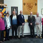 Standing with the plaque which was unveiled for University College’s 50th anniversary are (from...