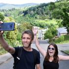 French tourists Kevin Weiss and Ella Difraya were still up for a Baldwin St climb yesterday,...