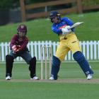 Otago all-rounder Hayley Jensen playes a cut shot during a one-dayer against Northern Districts...
