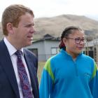 Minister of Education Chris Hipkins tours Shotover Primary School with pupil Iritana Matenga (12)...