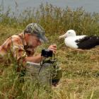 Cornell University’s Charles Eldermire tinkers with the Royal Cam at the Dunedin’s albatross...