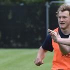 Otago sevens player Julia Gorinski passes the ball as Isaiah Duncanson moves in to challenge at a...