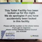 A sign at Oamaru’s Itchen St toilets. Photo: Supplied