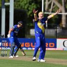 Volts bowler Michael Rae claims the wicket of Martin Guptill during his outstanding spell of...