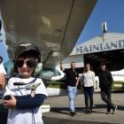 Ready to take off on a scenic flight over Dunedin are (from left) Isaac Stocker (8), Jackson...