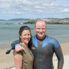 Clutha River swimmer Rob Hutchings and wife and support manager Tansy Boggan, of Christchurch,...
