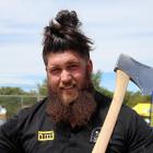 Twenty-three-year-old Brad Pako with his trusty axe at the Central Otago A&amp;P Show on Saturday...