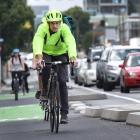 On the cycleway four cyclists head south on the cycleway last evening. PHOTO: PETER MCINTOSH