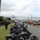 Bikes were parked as their riders made the climb up Bluff Hill to watch the Burt Munro Challenge...