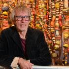 Jim Cooper with his new work 'No. 9: work made in a number nine year' at Otago Museum. Photo:...