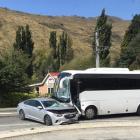 A car and bus crash near Kingston. Photo: Tom Kelly