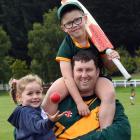 Veteran Green Island all-rounder Mark Joyce and children Indie (4) and Connor (7) get in some...