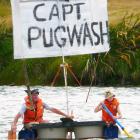 Ahoy there! Bill Kearon and son Patrick (then 8), of Balclutha, compete  in last year’s Big River...