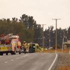 Emergency services attend the scene of a serious crash on SH85, near Becks. Photo: Alexia Johnston 