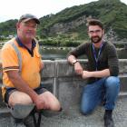 Liddells site foreman Jamie Rees with West Coast Regional Council engineering officer Jamie Bell...