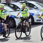 Testing new e-bikes recently are (from left) Constable Kerrin Williams, Constable Stewart Thomas,...