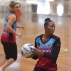Steel shooter Kalifa McCollin searches for someone to pass to during a training session at the...