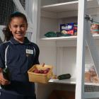 Elmgrove School pupil and ambassador Leah Boyce (10) holds some fruit and vegetables that have...