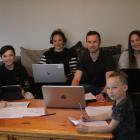 The Smith family (from left) Kohyn (9), Noah (12), Amanda, Ali, Marley (7) and Riley (15) look at...