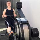 Otago University Rowing club member Hannah Zwalue warms up for the Anzac Day Indoor Rowing...