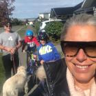 Tactix coach Marianne Delaney-Hoshek on a walk with husband Mike, sons Zac and Sam, and dog...