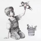 A picture shows a drawing created by the street artist Banksy called "Game Changer". Photo: ...
