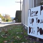 A sign outside a property on Riccarton Rd East, Taieri sends a clear message to dog walkers....