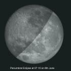 Next Saturday’s penumbral eclipse at 7.15am will look something like this.