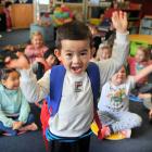 Starting school for the first time at Tainui School yesterday is 5-year-old Reico Neilson. PHOTO:...