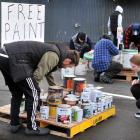 People make the most of Mulford Holdings free paint giveaway. PHOTOS: CHRISTINE O’CONNOR.
