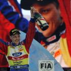 Mikko Hirvonen celebrates his win in the Rally of Sweden in 2010. Photo: Getty Images 