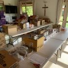The Rolleston Salvation Army meeting room has been repurposed to handle the large volume of food...