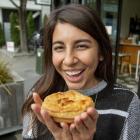 Jessica Morgana enjoys a Hororata pie. Photo: Geoff Sloan