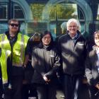 Standing in support of a six-week trial of a commuter train from Mosgiel to Dunedin are Rail &amp...