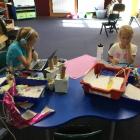St Clair School pupils Lexi (6) and Lara (8) Lowe learn at school during Alert Level 3 last week....
