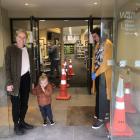 Jane Trustcott and Caio Catsburg (2), of Wanaka, were two of the first to arrive at the Wanaka...