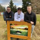 Celebrating an ace are (from left): hole sponsor Regan Heal, golfer Inia Logan and Cromwell Golf...