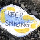 Keep Smiling, Support Local and Tough Now, Terrific Soon were pieces of art that were left...