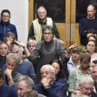 Barbara Armstrong, of Cromwell, makes a point during a meeting in Tarras last night over the...